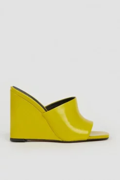 Top 10 🥰 Karen Millen Leather Wedge Open Toe Mules ✔️ -Karen Millen Shoes Shop bkk04935 lime xl 2