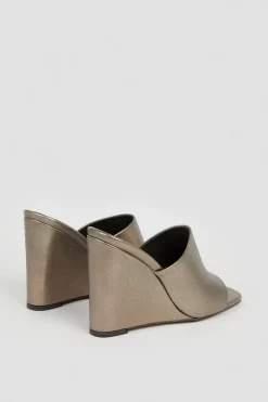 Discount π Karen Millen Leather Metallic Wedge Open Toe Mules 𧨠10 Discount π Karen Millen Leather Metallic Wedge Open Toe Mules 𧨠-Karen Millen Shoes Shop bkk04947 pewter xl 4