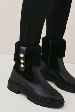 Best reviews of 😍 Karen Millen Shearling Leather Trim Detail Chelsea Boot 🧨