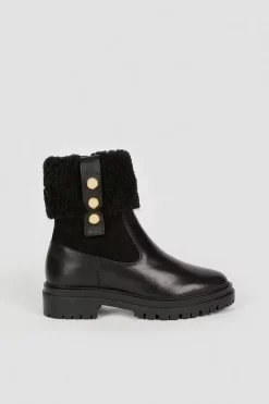 Best reviews of 😍 Karen Millen Shearling Leather Trim Detail Chelsea Boot 🧨 -Karen Millen Shoes Shop bkk04952 black xl 2