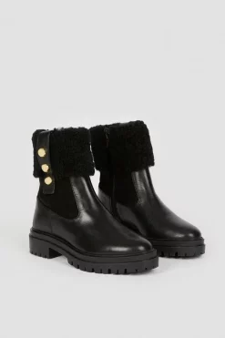Best reviews of 😍 Karen Millen Shearling Leather Trim Detail Chelsea Boot 🧨 -Karen Millen Shoes Shop bkk04952 black xl 4