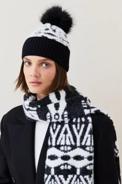 Deals 🛒 Karen Millen Fairisile Knit Eyelash Detail Pom Hat ❤️