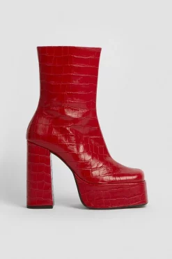 Discount 🛒 Karen Millen Leather Red Croc Platform Boot 😍 -Karen Millen Shoes Shop bkk05112 red xl 2