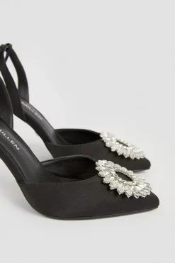 Wholesale 👍 Karen Millen Satin Jewel Buckle Clear Interest Heel 😉 -Karen Millen Shoes Shop bkk05121 black xl 3
