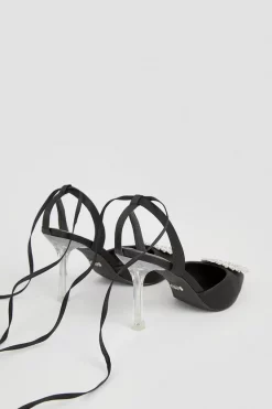 Wholesale 👍 Karen Millen Satin Jewel Buckle Clear Interest Heel 😉 -Karen Millen Shoes Shop bkk05121 black xl 5