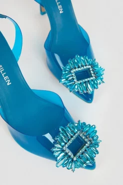 Cheap ✨ Karen Millen Vinyl Brooch Slingback Heel ✨ -Karen Millen Shoes Shop bkk05122 blue xl 3