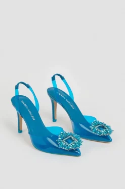 Cheap ✨ Karen Millen Vinyl Brooch Slingback Heel ✨ -Karen Millen Shoes Shop bkk05122 blue xl 4