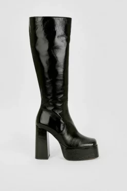 Best deal 🥰 Karen Millen Leather Platform Knee High Boot ⭐ -Karen Millen Shoes Shop bkk05135 black xl 2
