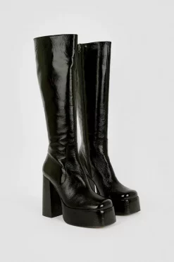 Best deal 🥰 Karen Millen Leather Platform Knee High Boot ⭐ -Karen Millen Shoes Shop bkk05135 black xl 4