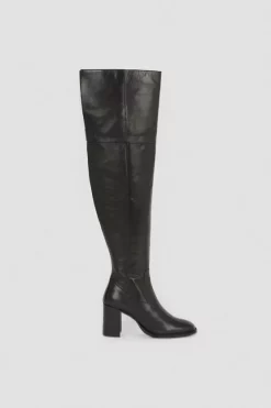 Cheapest ⭐ Karen Millen Leather Over The Knee Heeled Boot 🔔 -Karen Millen Shoes Shop bkk05202 black xl 2