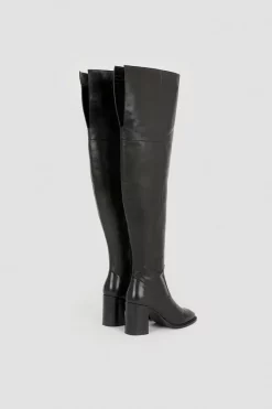 Cheapest ⭐ Karen Millen Leather Over The Knee Heeled Boot 🔔 -Karen Millen Shoes Shop bkk05202 black xl 5