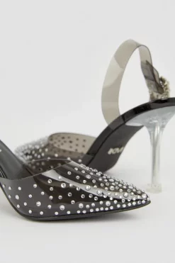 Top 10 ⌛ Karen Millen Vinyl Crystal Embellished Sling Back 👟 Shoes 🔥 -Karen Millen Shoes Shop bkk05231 black xl 3