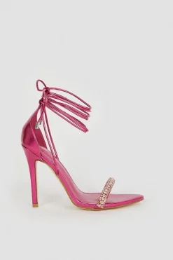 Discount 👍 Karen Millen Metallic Diamante Trim Stiletto Heel 🌟 -Karen Millen Shoes Shop bkk05301 hot20pink xl 2