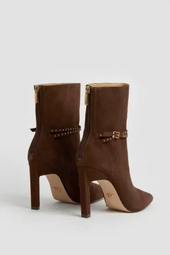 Outlet 😍 Karen Millen Leather And Suede Mix Buckle Heeled Boot 👍 -Karen Millen Shoes Shop bkk05325 chocolate xl 4