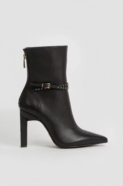 Flash Sale 😉 Karen Millen Leather Buckle Detail Heeled Boot 😉 -Karen Millen Shoes Shop bkk05326 black xl 2