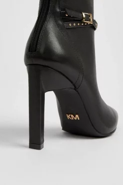 Flash Sale 😉 Karen Millen Leather Buckle Detail Heeled Boot 😉 -Karen Millen Shoes Shop bkk05326 black xl 3