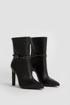 Flash Sale 😉 Karen Millen Leather Buckle Detail Heeled Boot 😉 -Karen Millen Shoes Shop bkk05326 black xl 4