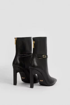 Flash Sale 😉 Karen Millen Leather Buckle Detail Heeled Boot 😉 -Karen Millen Shoes Shop bkk05326 black xl 5
