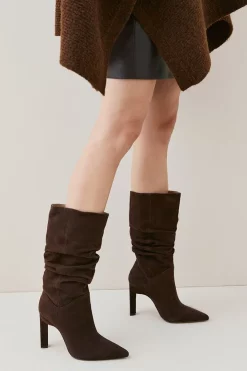 Discount 🌟 Karen Millen Suede Mid Calf Slouch Heeled Boot 🛒