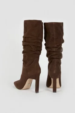 Discount 🌟 Karen Millen Suede Mid Calf Slouch Heeled Boot 🛒 -Karen Millen Shoes Shop bkk05330 chocolate xl 5