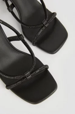 Discount ❤️ Karen Millen Leather Crystal Strappy 🩴 Sandal Heel 🤩 -Karen Millen Shoes Shop bkk05332 black xl 3