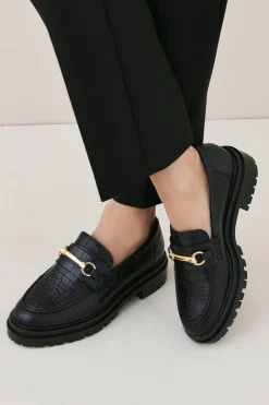 Hot Sale 🥰 Karen Millen Leather Croc Snaffle Loafer ✨