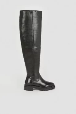 Hot Sale 🤩 Karen Millen Leather Flat Over The Knee Boot 🔔 -Karen Millen Shoes Shop bkk05552 black xl 2