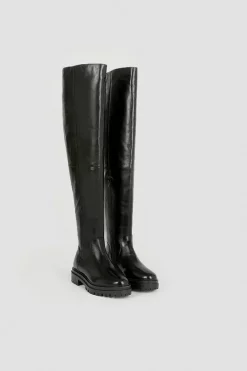 Hot Sale 🤩 Karen Millen Leather Flat Over The Knee Boot 🔔 -Karen Millen Shoes Shop bkk05552 black xl 4