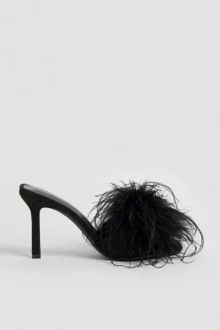 New 🔥 Karen Millen Feather Detail Heeled Mule 👍 -Karen Millen Shoes Shop bkk05589 black xl 2