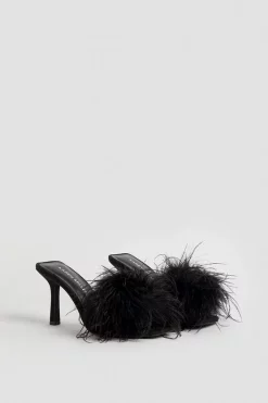 New 🔥 Karen Millen Feather Detail Heeled Mule 👍 -Karen Millen Shoes Shop bkk05589 black xl 4