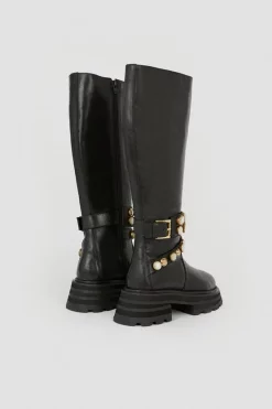 Wholesale ⭐ Karen Millen Leather Embellished Knee High Boot 😍 -Karen Millen Shoes Shop bkk05839 black xl 4