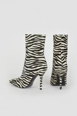 Deals 🎁 Karen Millen Leather Zebra Heeled Ankle Boot 🥰 -Karen Millen Shoes Shop bkk05887 mono xl 5