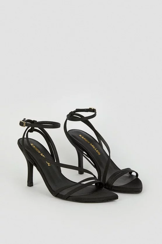 Best Pirce π Karen Millen Satin Strappy Pointed Classic Heel π 3 Best Pirce π Karen Millen Satin Strappy Pointed Classic Heel π - Image 3