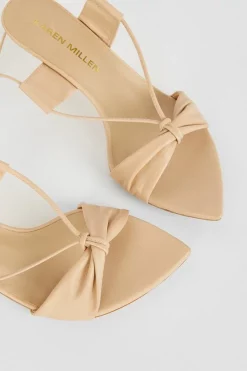 Wholesale 🥰 Karen Millen Leather Twist Detail Wrap Around Low Heel 🛒 -Karen Millen Shoes Shop bkk05909 beige xl 2