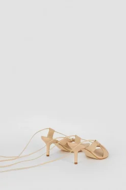 Wholesale 🥰 Karen Millen Leather Twist Detail Wrap Around Low Heel 🛒 -Karen Millen Shoes Shop bkk05909 beige xl 4