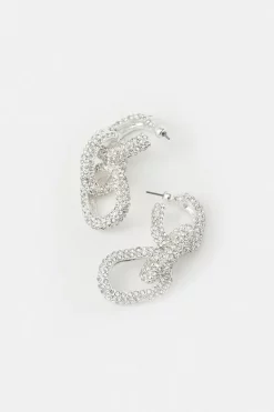 Hot Sale 🥰 Karen Millen Silver Plated Chain Linked Diamante Earrings 🤩 -Karen Millen Shoes Shop bkk06189 silver xl 2