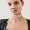 Best deal 🎁 Karen Millen Silver Plated Diamante Choker Necklace 😀