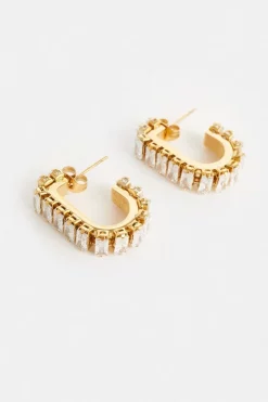 Promo 😀 Karen Millen Gold Plated Rectangle Diamante Hoop Earrings ✨ -Karen Millen Shoes Shop bkk06192 gold xl 2
