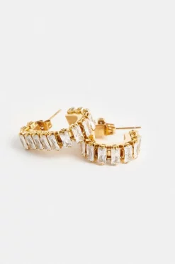 Promo 😀 Karen Millen Gold Plated Rectangle Diamante Hoop Earrings ✨ -Karen Millen Shoes Shop bkk06192 gold xl 3