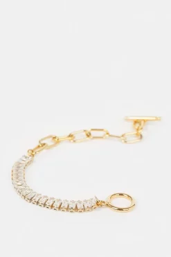 Top 10 ✔️ Karen Millen Gold Plated Half Chain Half Diamante Bracelet 🎉 -Karen Millen Shoes Shop bkk06193 gold xl 3
