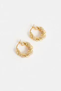 Best deal 🥰 Karen Millen Gold Plated Diamante Twisted Hoop Earrings 😀 -Karen Millen Shoes Shop bkk06198 gold xl 2