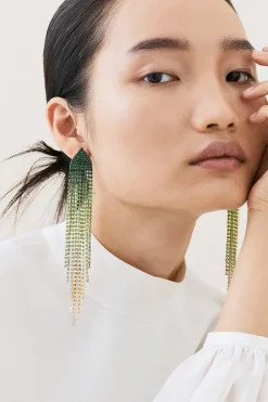 Deals 😍 Karen Millen Green Ombre Diamante Drop Earrings ✨