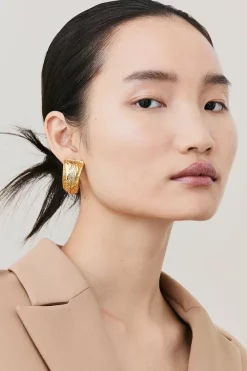 Top 10 ❤️ Karen Millen Gold Plated Chunky Hoop Earrings 🔔