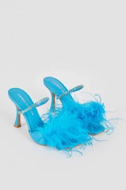 Brand new 🌟 Karen Millen Leather Diamante Feather Heeled Mule ✔️ -Karen Millen Shoes Shop bkk06241 blue xl 3