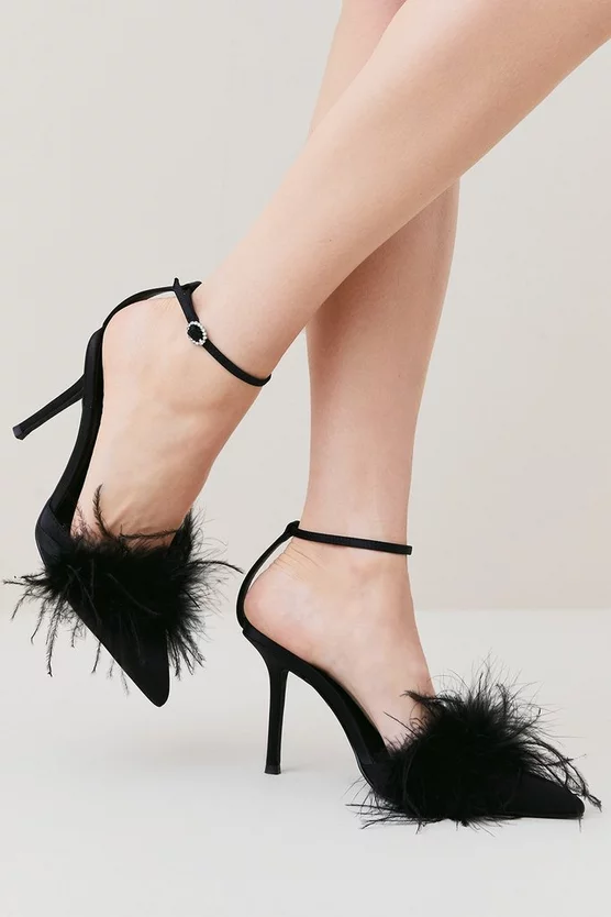 New π€© Karen Millen Satin Closed Toe Feather Heel π― 2 New π€© Karen Millen Satin Closed Toe Feather Heel π― - Image 2