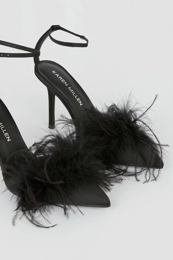 New π€© Karen Millen Satin Closed Toe Feather Heel π― 4 New π€© Karen Millen Satin Closed Toe Feather Heel π― - Image 4