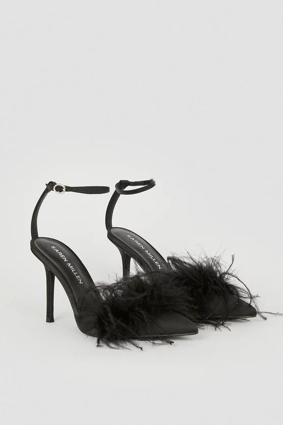 New π€© Karen Millen Satin Closed Toe Feather Heel π― 5 New π€© Karen Millen Satin Closed Toe Feather Heel π― - Image 5