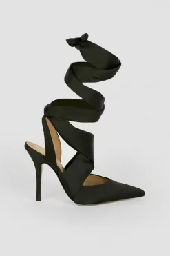 New 😀 Karen Millen Satin Tie Court 👟 Shoe ✔️ -Karen Millen Shoes Shop bkk06349 black xl 4