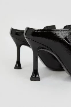 Outlet 👏 Karen Millen Leather Buckle Detail Heeled Mule ✨ -Karen Millen Shoes Shop bkk06420 black xl 5