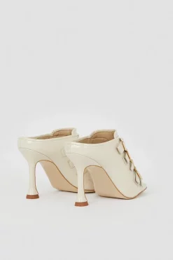 Wholesale 😀 Karen Millen Leather Buckle Detail Heeled Mule 🔔 -Karen Millen Shoes Shop bkk06437 cream xl 4
